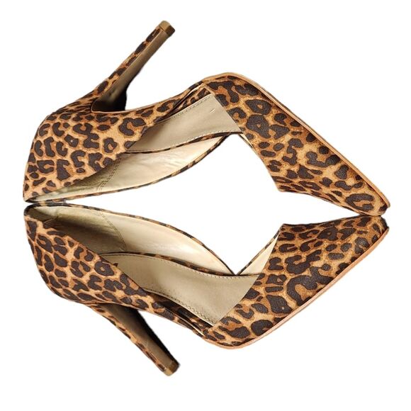 MIA Heels Leopard Print‎ Stilettos Suede Brown Black Cut Out Sexy Pointed Toe 7 - Picture 8 of 16